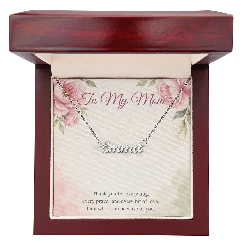 Name Necklace for Mom, Personalized Cursive Name Necklace with To My Mom Card, Christmas or Birthday Gift for Mom from Daughter
