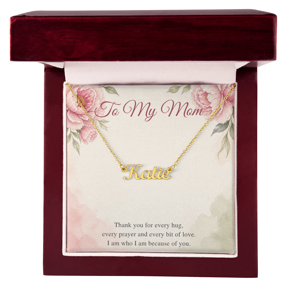 Name Necklace for Mom, Personalized Cursive Name Necklace with To My Mom Card, Christmas or Birthday Gift for Mom from Daughter