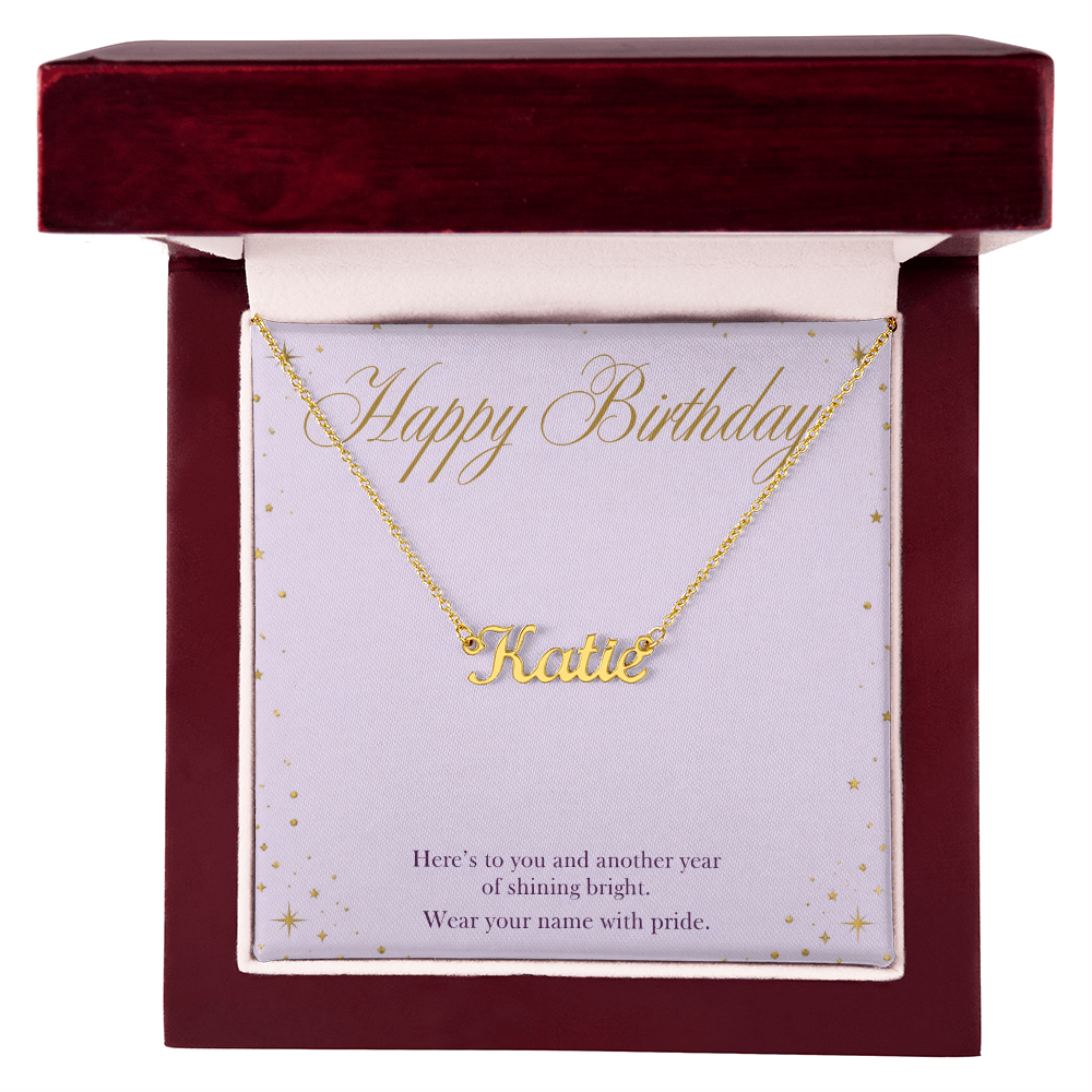 Birthday Name Necklace, Personalized Cursive Name Necklace with Happy Birthday Card, Birthday Gift for Her, Best Friend or Daughter