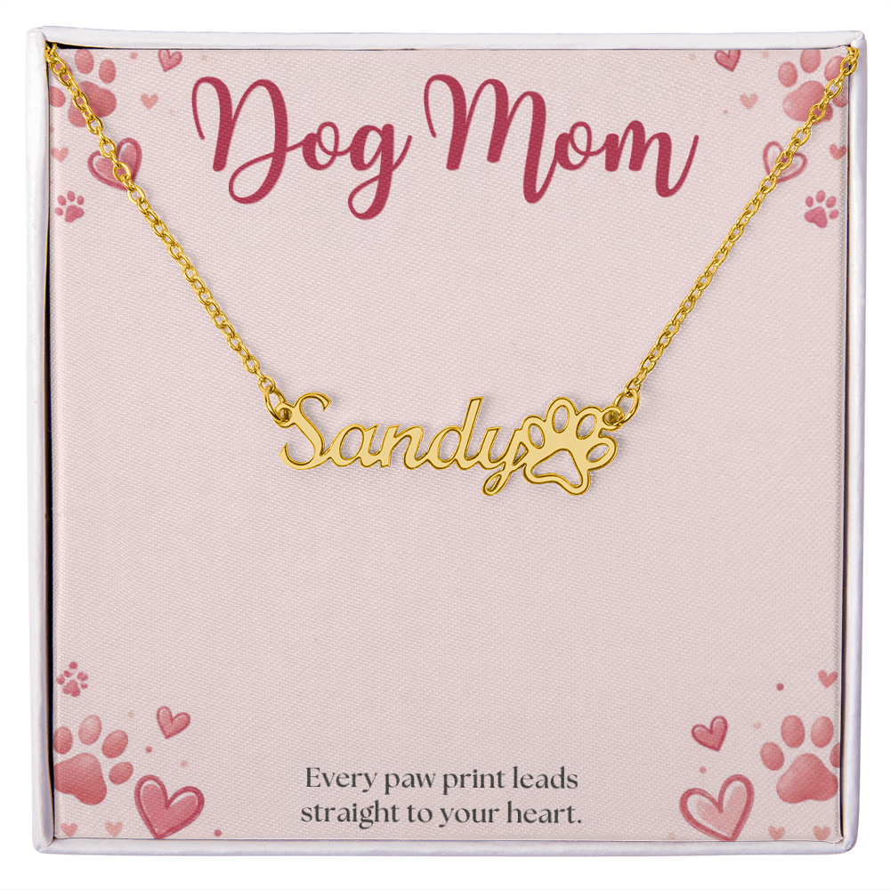 Dog Mom Necklace, Personalized Paw Print Name Necklace with Dog Mom Card, Custom Pet Name Jewelry, Dog Lover Gift